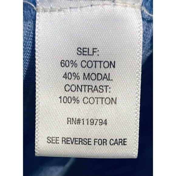 Farmers Market Top Womens Medium Mineral Wash Blue Eyelet 3/4 Sleeve Peasant - Picture 6 of 8